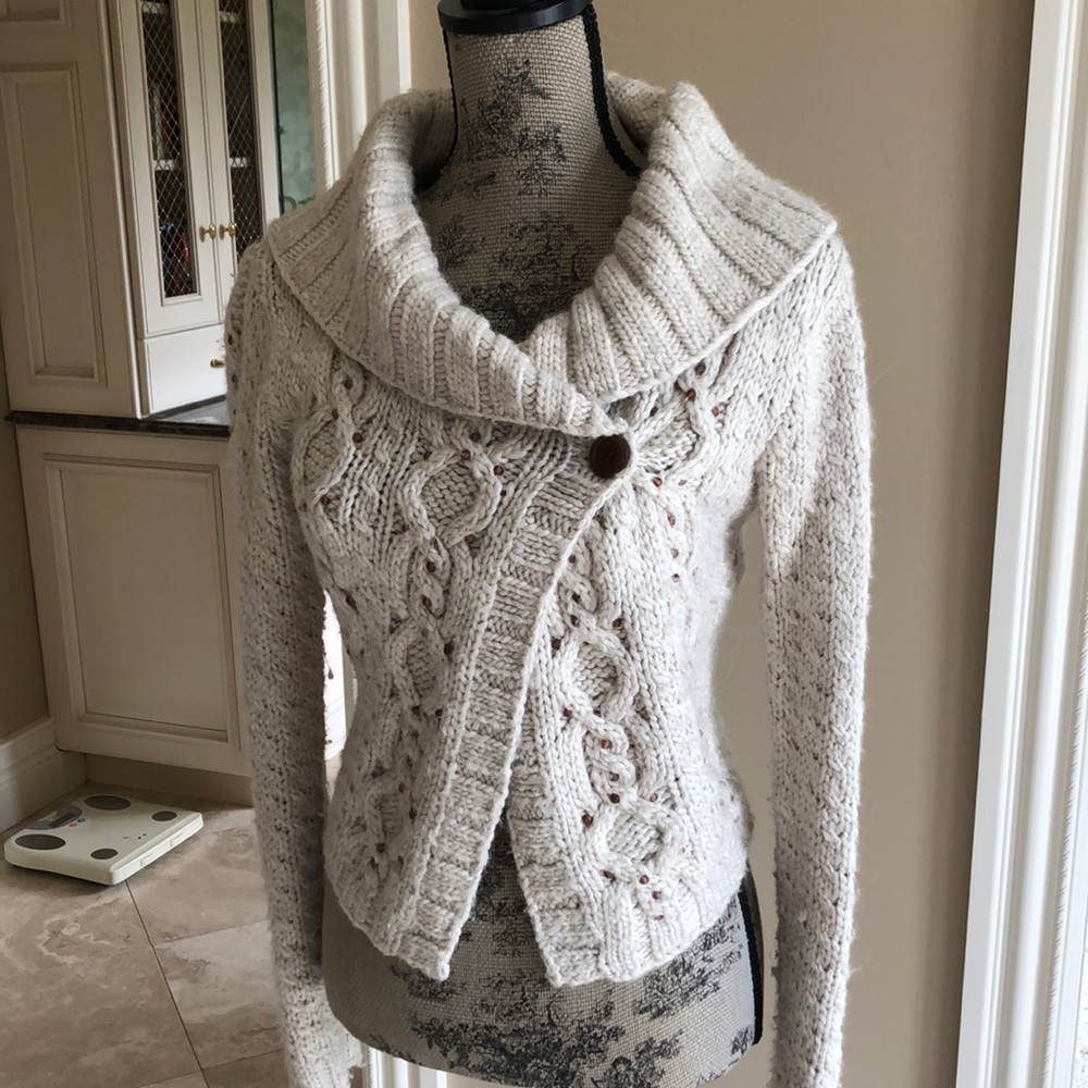 DKNY City wrap style cardigan with bead detail